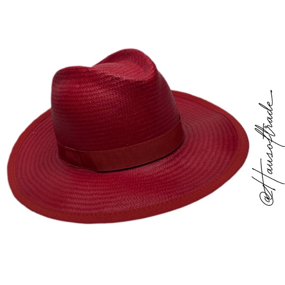 MAXMARA Weekend Rolle Red Straw Ribbon Hat - Picture 2 of 16